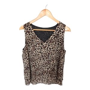 Zara Leopard Print Flowy Sleeveless Tank Top Blouse Size Medium Layered